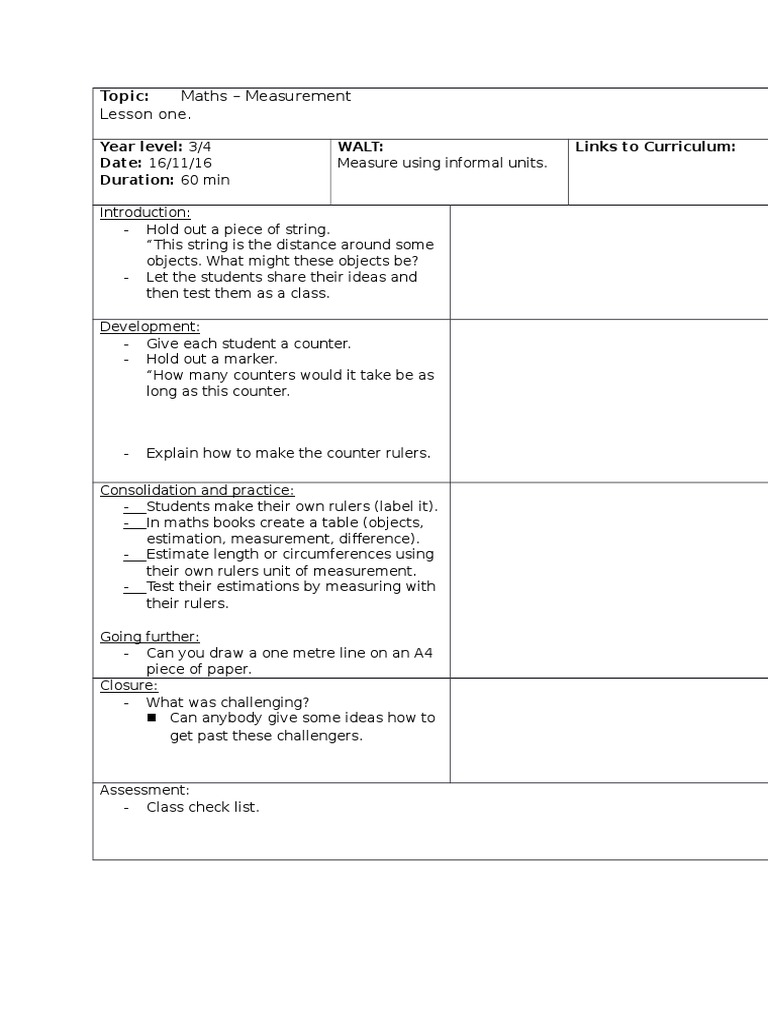 Measuring with Ruler Units in Class | PDF
