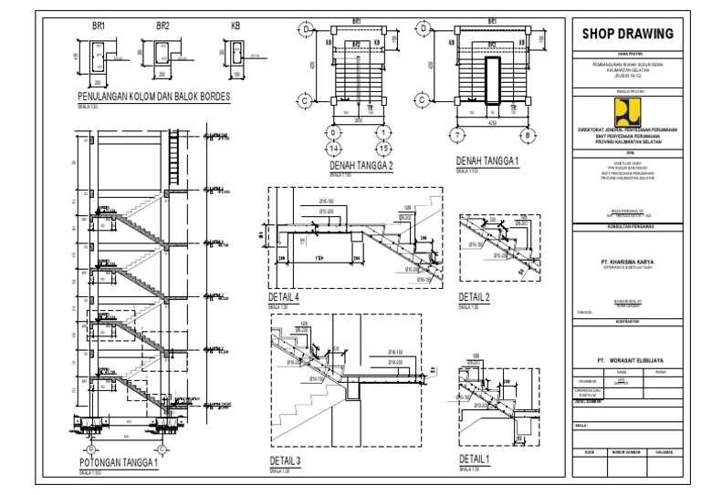 Detail Pembesian Tangga Beton | PDF
