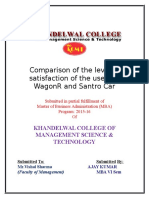 Comparison of WagonR and Santro user satisfaction levels