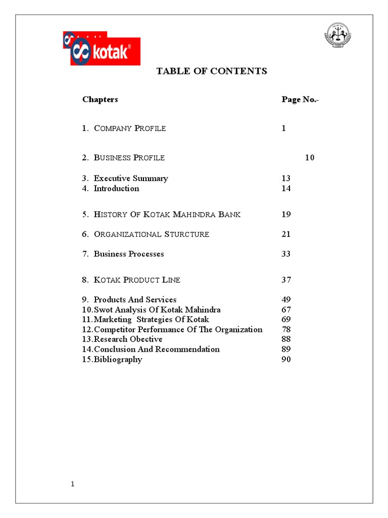 Financial Products In Kotak Mahiindra Bank And Its Competitors Banks Reserve Bank Of India