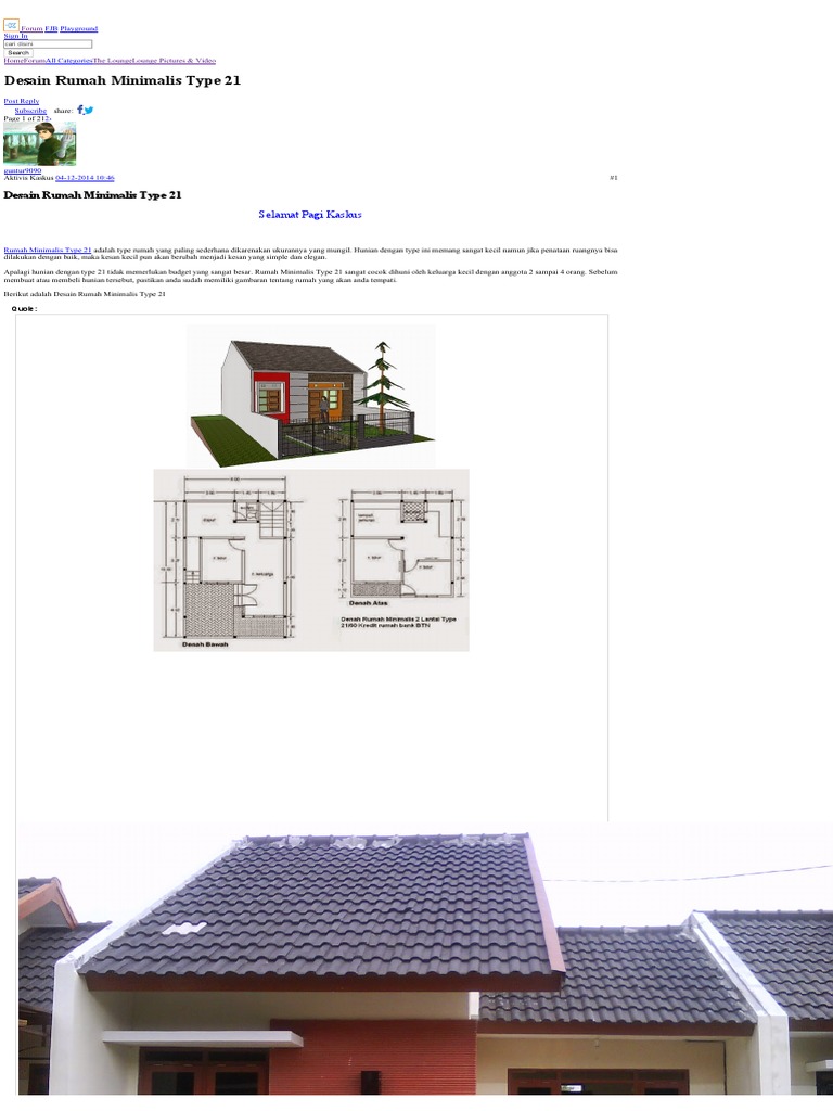 Desain Rumah Minimalis Type 21 Kaskus The Largest Indonesian