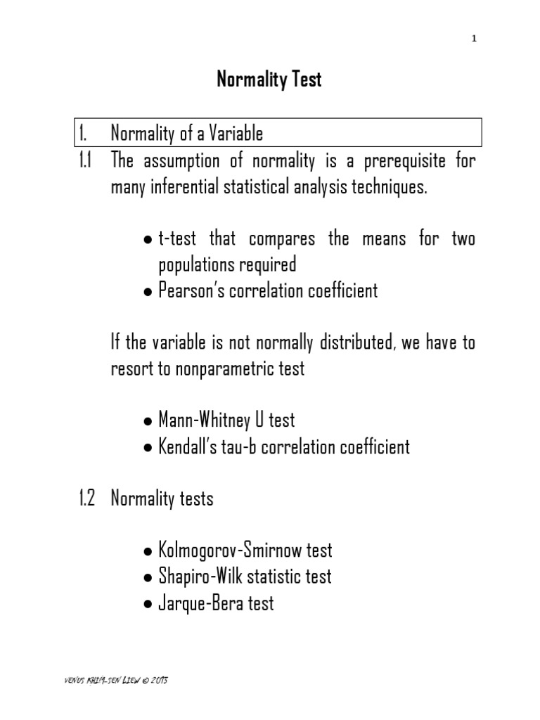1.Normality.pdf Statistical Hypothesis Testing Normal Distribution