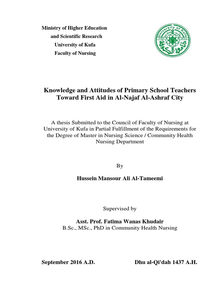 Knowledge and Attitudes of Primary School Teachers Toward First Aid in ...
