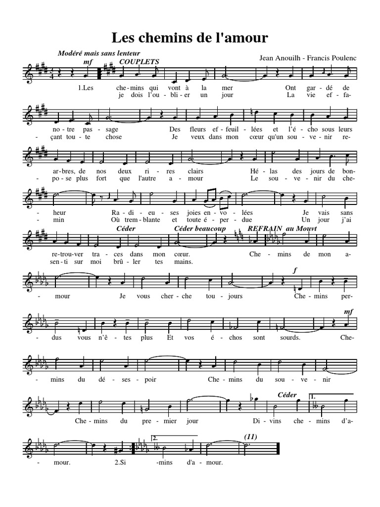 Francis Poulenc Les Chemins de L'amour PDF Personnes