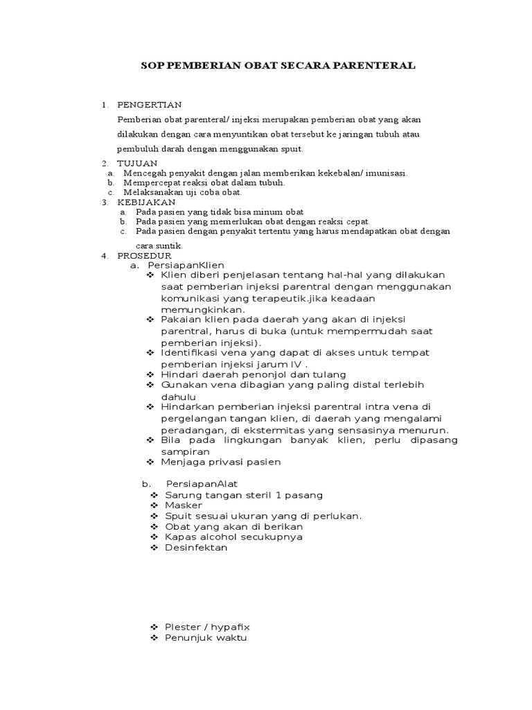 Sop Pemberian Obat Secara Parenteral Pdf