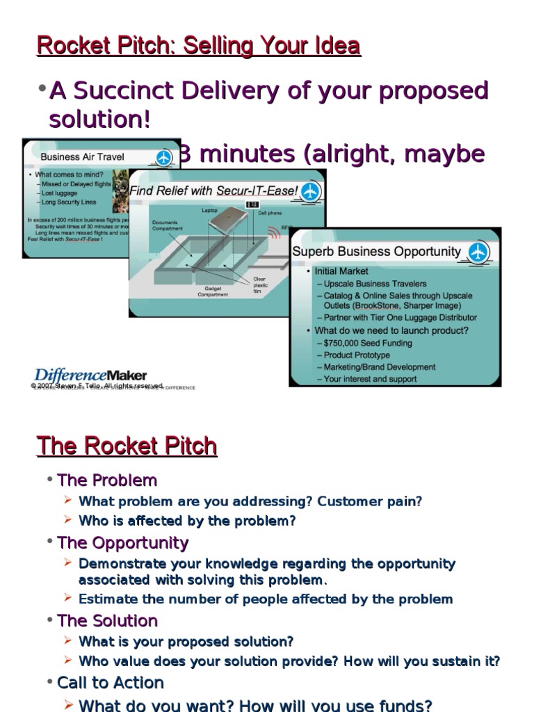 Rocket Pitch: Sell Your Idea Effectively | PDF | Business | Science