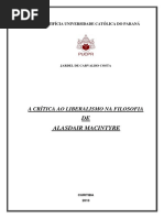 MacIntyre - justiça dissertação e crítica ao liberalismo