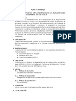 Plan de Trabajo Implementación de La Evaluación de La Programación Académica