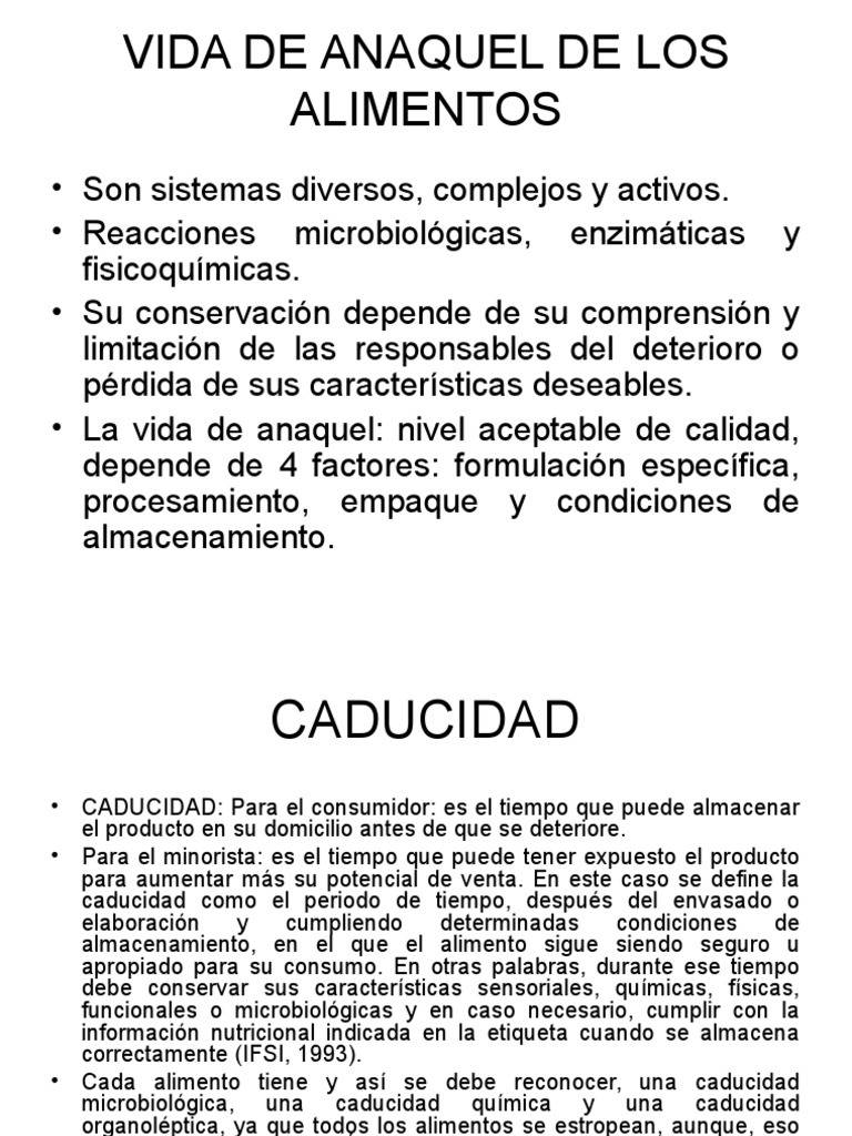 Vida de Anaquel de Alimentos