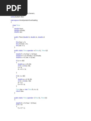 Time Operator Overloading