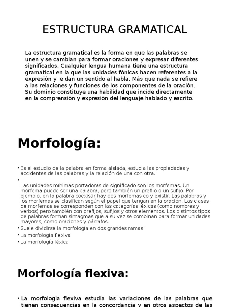 Estructura Gramatical y Morfología | PDF | Sintaxis | Palabra