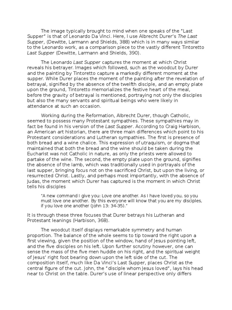 Compare and Contrast Two Works of Art PDF Last Supper Arts (General)