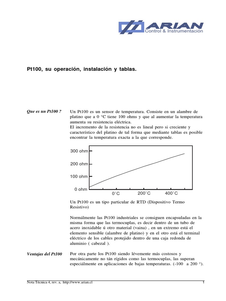 Sondas PT100 - Funcionamiento PDF | PDF
