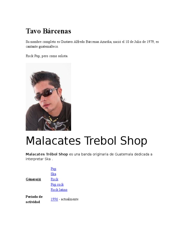 Biografía de Tavo Bárcenas, cantante guatemalteco | PDF | Música heavy ...