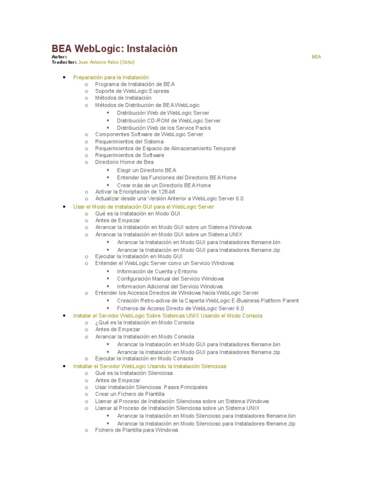 Instalacion BEA WebLogic | PDF | Java (lenguaje de programación ...
