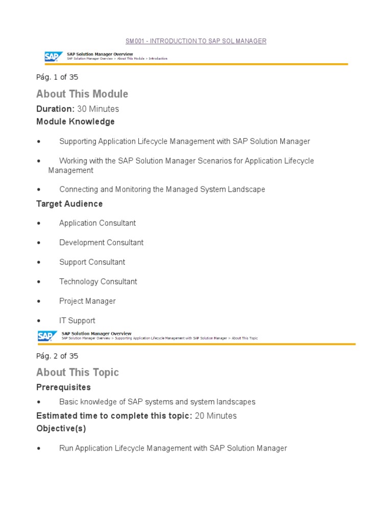 Sm001 - Introduction To Sap Sol Manager | PDF | Product Lifecycle ...