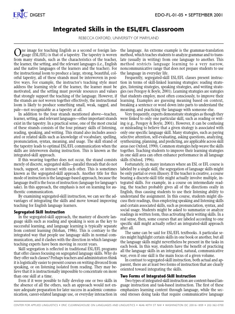 INTEGRATEDSKILLS-OXFORD Rebecca Oxford PDF | PDF | English As A Second ...