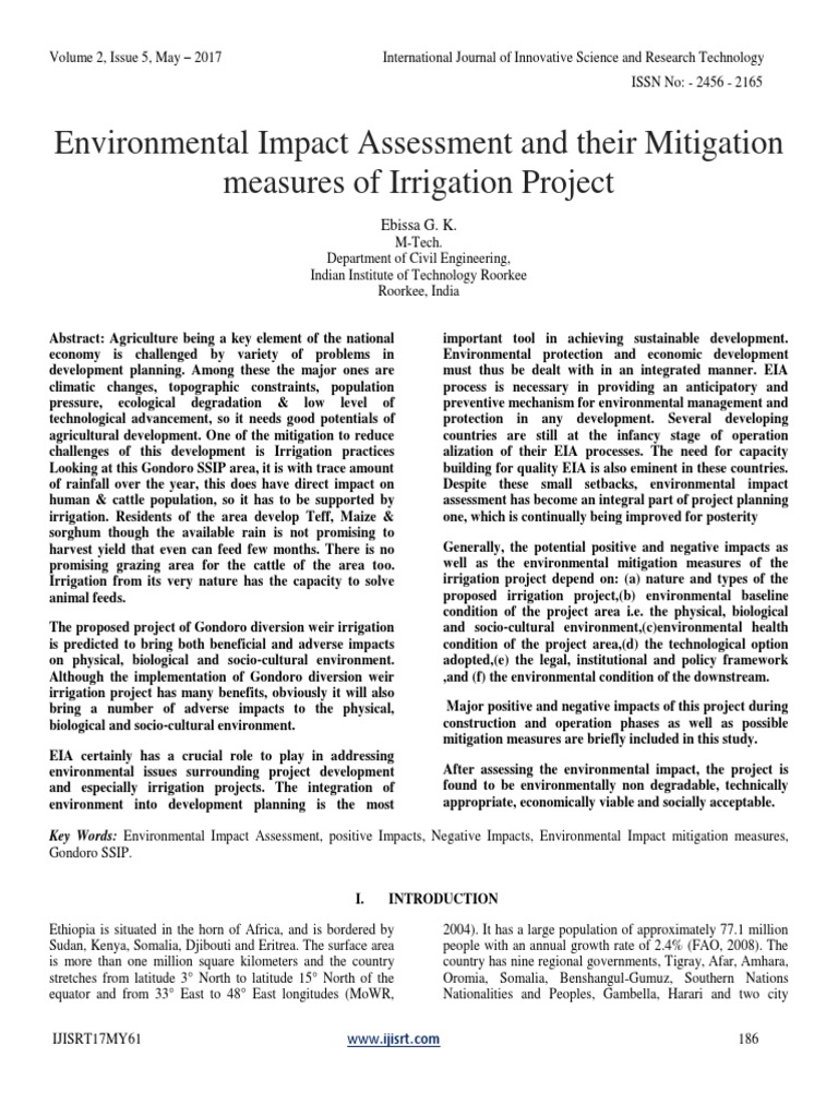 Environmental Impact Assessment And Their Mitigation Measures Of