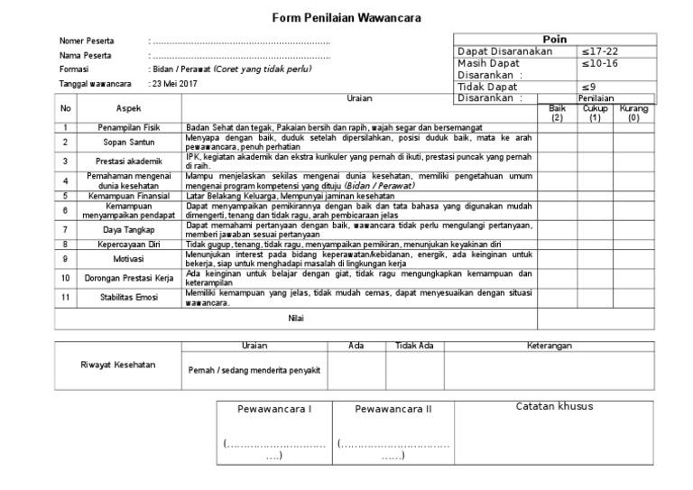 Format Penilaian Interview Guru Paud