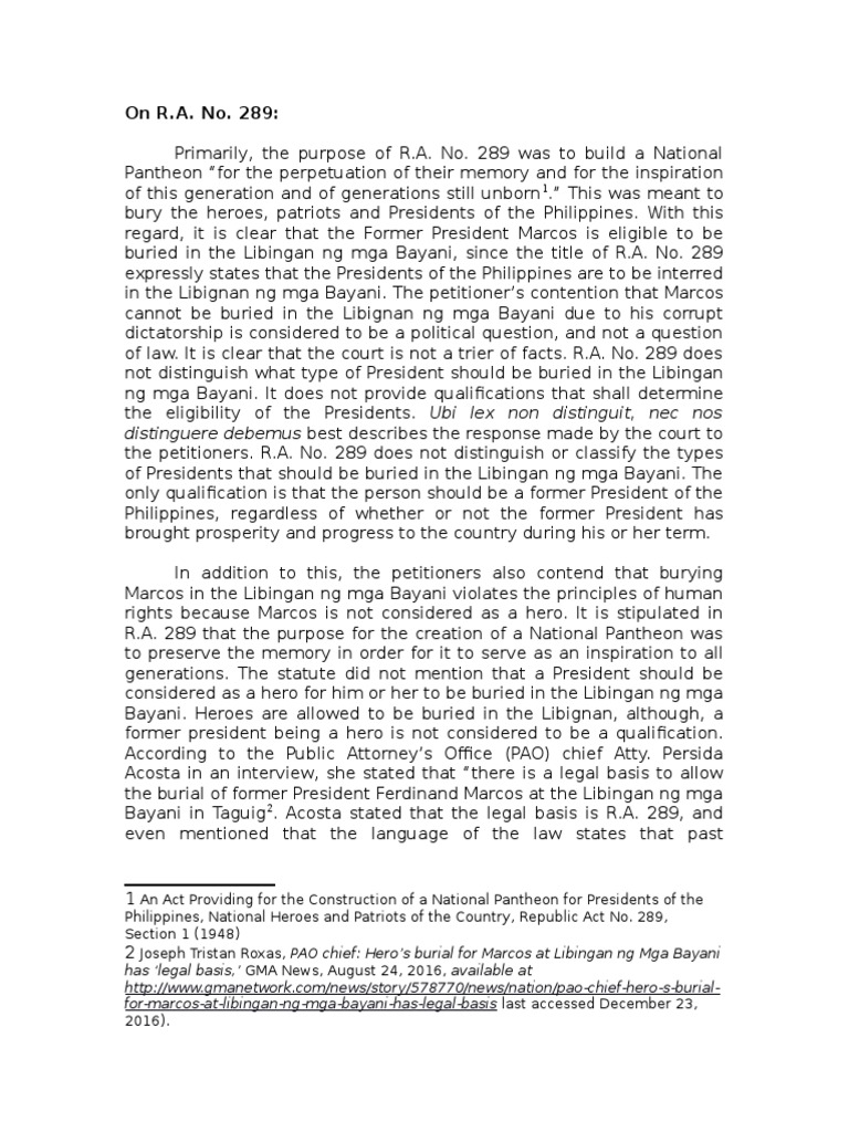 Legal Research Paper (Marcos Burial) | PDF | International Human Rights ...