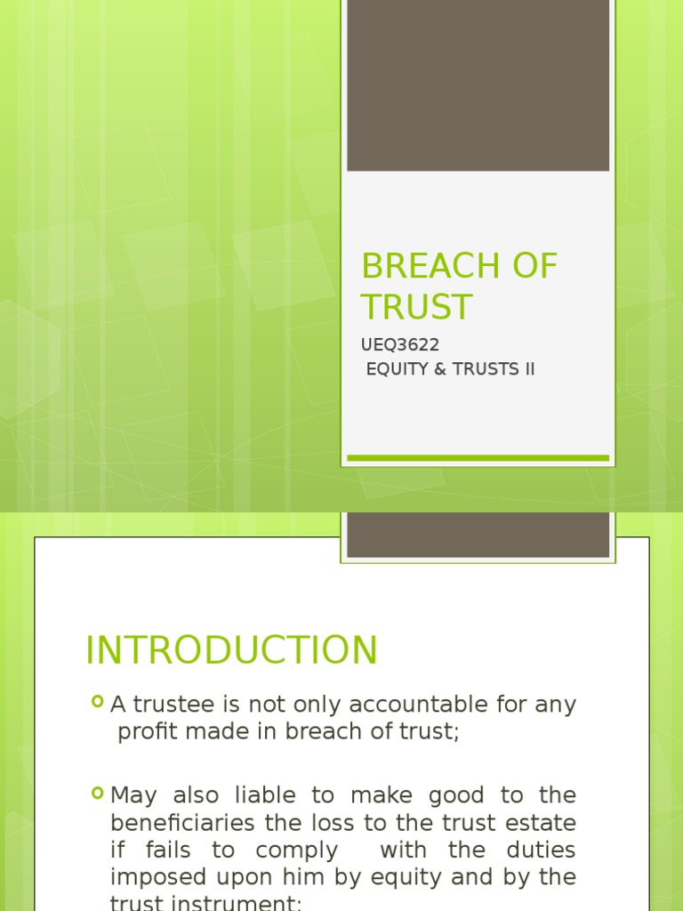 breach of Trust English Trust Law Trust Law Free 30day Trial Scribd