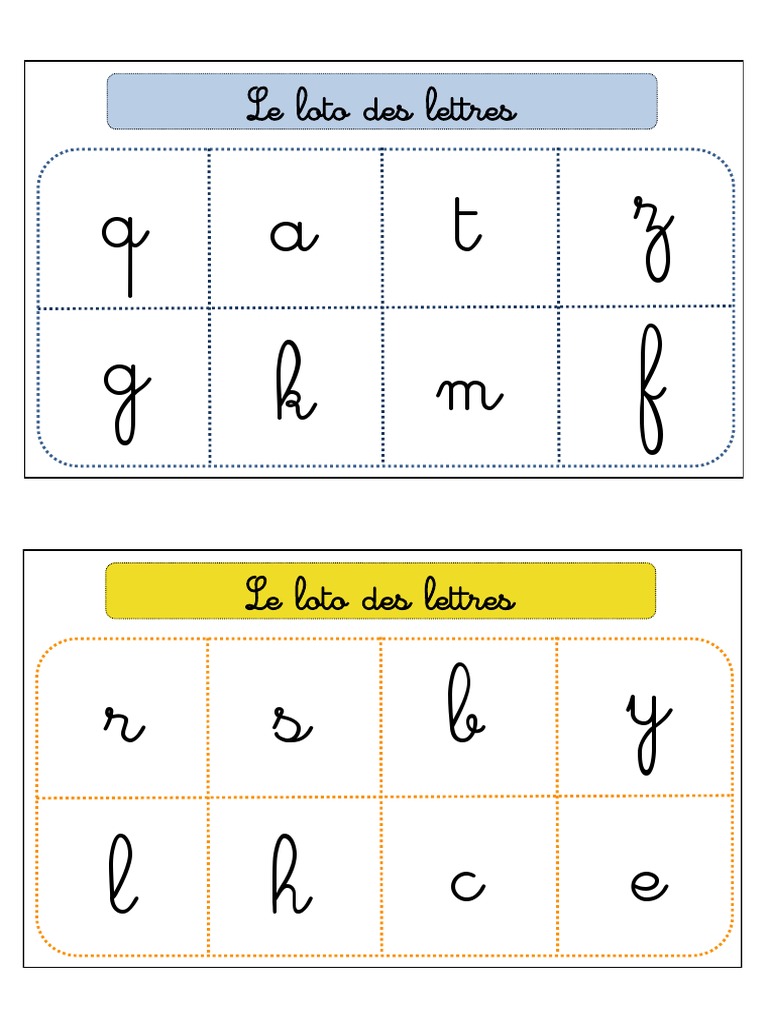 Loto Des Lettres Minuscules Cursives Pdf