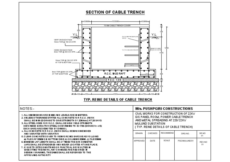 Section Of Cable Trench Y.L Y.L Deep Foundation Architectural Elements