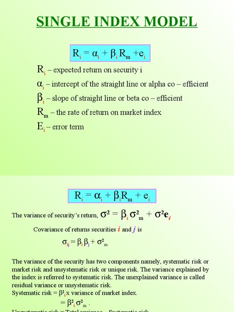 Sharpe's Single Index Model Overview | PDF | Beta (Finance ...