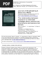 The Relationship Between Exposure To Televised Messages About Paranormal Phenomena and Paranormal Beliefs 1997