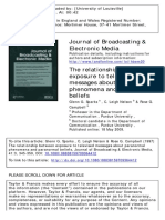 The Relationship Between Exposure To Televised Messages About Paranormal Phenomena and Paranormal Beliefs 1997