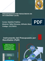 Presupuesto Por Resultados en Un Gobierno Local