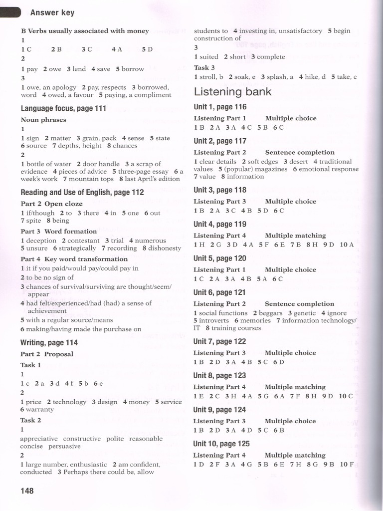 Cae Listening Bank Answers | PDF