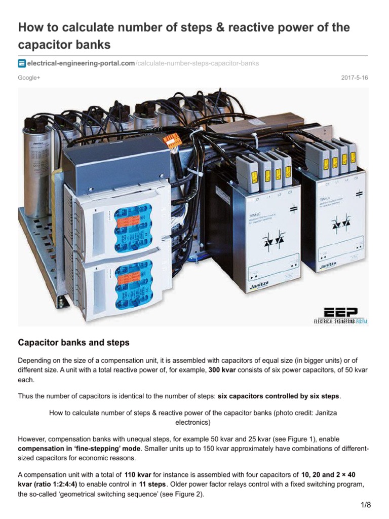 How To Calculate Number of Steps Amp Reactive Power of The Capacitor Banks PDF Capacitor