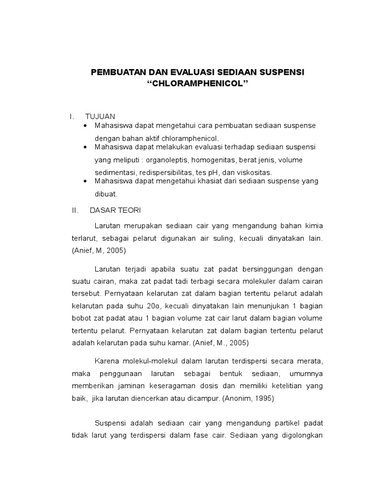 Pembuatan Dan Evaluasi Sediaan Suspensi (Jurnal) | PDF