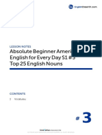 Absolute Beginner American English For Every Day S1 #3 Top 25 English Nouns