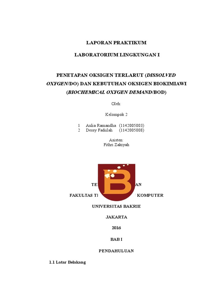 Uji Oksigen Terlarut dan BOD Air | PDF | Kesehatan Holistik | Sains ...