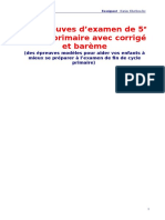 13 Épreuves D'examen de 5e Année Primaire Avec Corrigé Et Barème