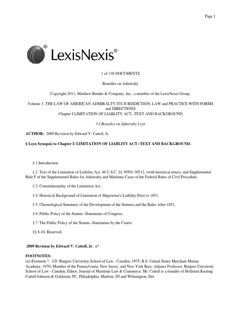 3 Benedict On AdmiraltyTHE LAW OF AMERICAN ADMIRALTY ITS JURISDICTION, LAW & PRACTICE WITH