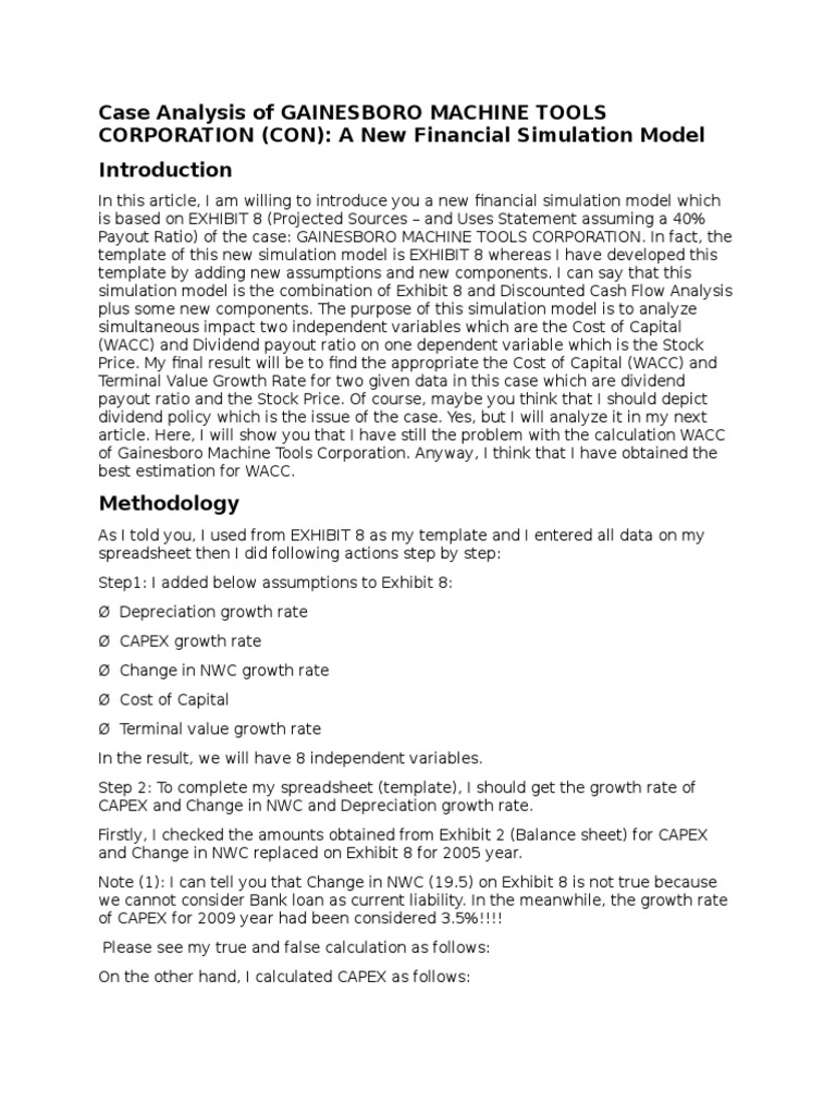 Financial Model for Gainesboro Tools | PDF | Cost Of Capital | Dividend