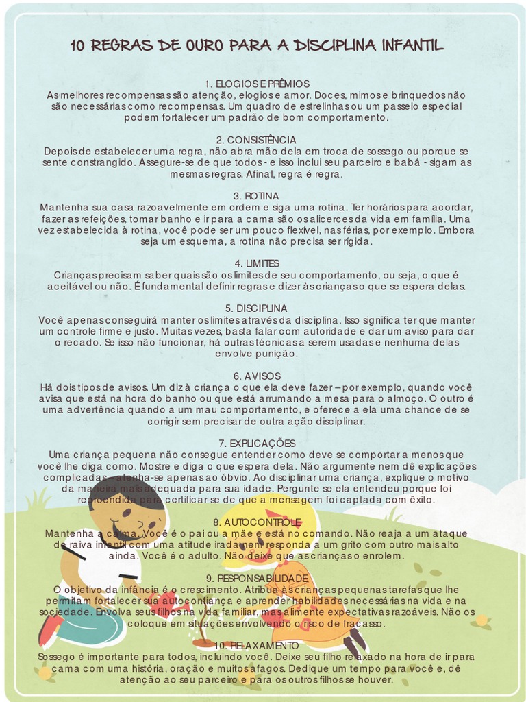 10 Regras de Ouro para A Disciplina Infantil PDF | PDF | Psicologia