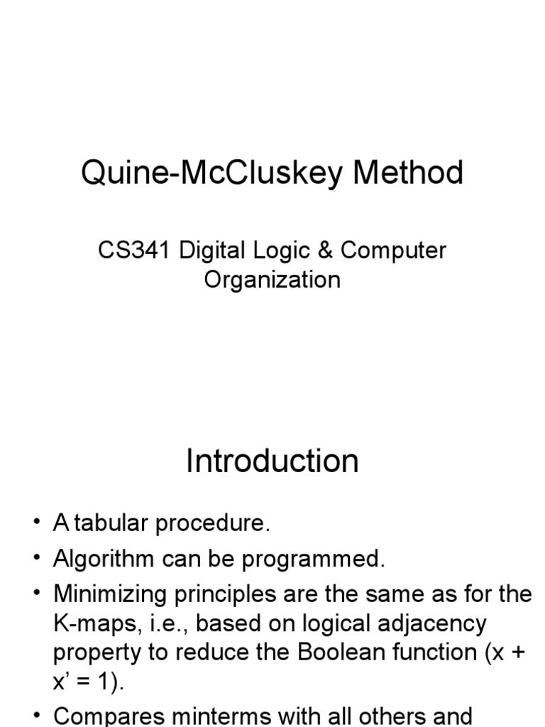 Quine McCluskey Method | Download Free PDF | Teaching Mathematics ...