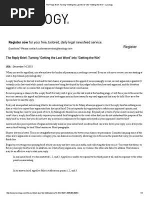 The Reply Brief_ Turning _Getting the Last Word_ Into _Getting the Win_ - Lexology