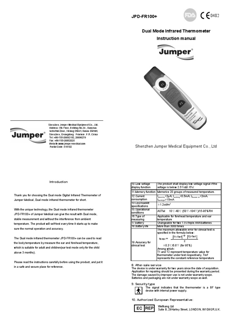 Medical thermometer - JPD-FR100+ - Jumper - infrared / ear / forehead