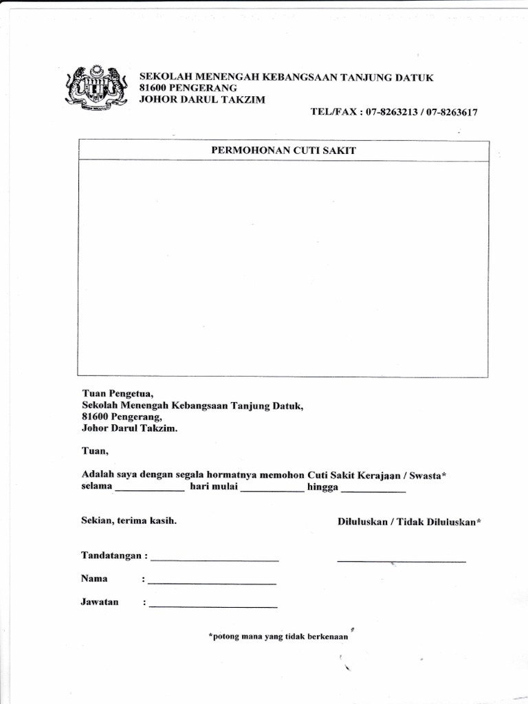 Borang Permohonan Cuti Sakit _ MC