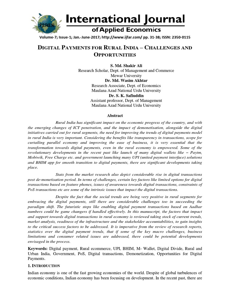 Digital Payments in Rural India: Challenges & Opportunities | PDF ...