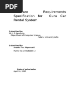 Software Requirements Specification For Guru Car Rental System