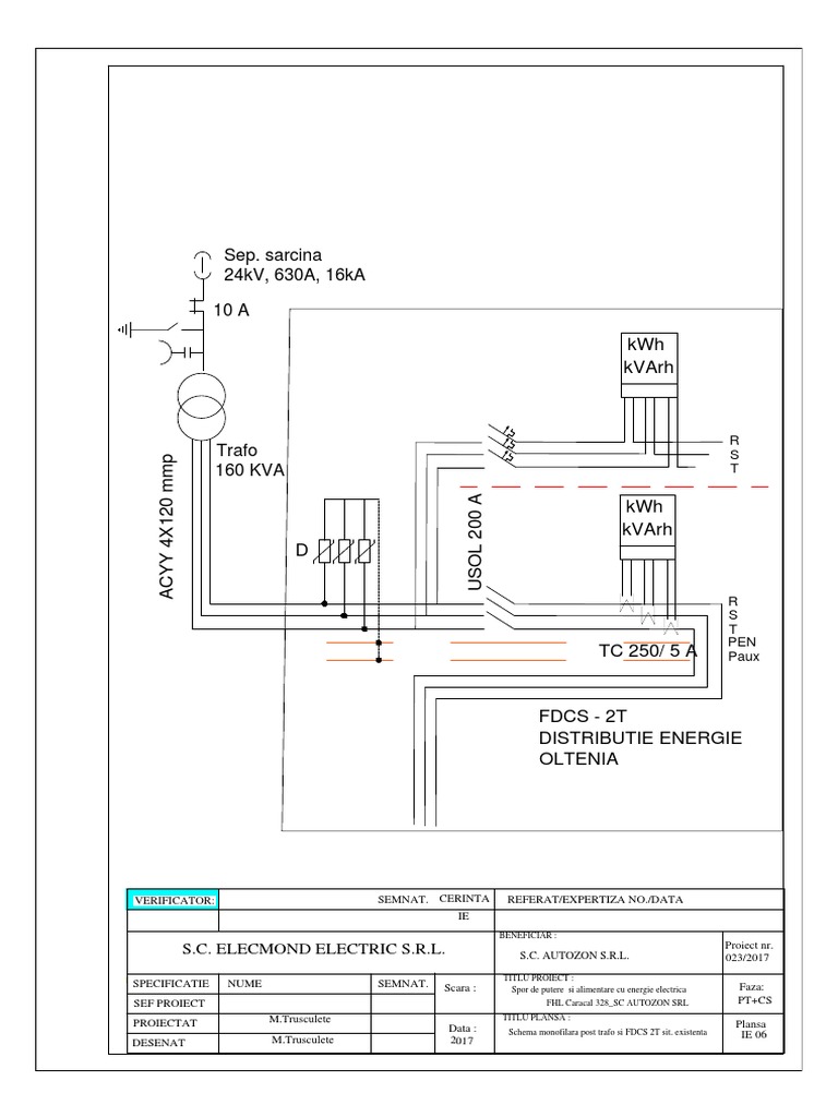 IE 6 Schema Monofilara Post Trafo Si FDCS 2T Sit. Existenta PDF