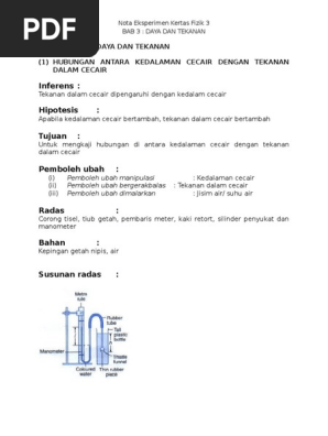 Bab 3 Mengukur Tekanan Kedalaman Cecair Pdf
