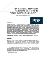 Circulación Monetaria, Intervención Pública y Arbitrismo en El Reino de Aragón Durante El Siglo XVII