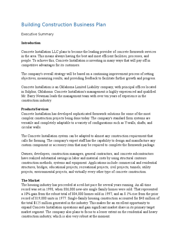 Business Plan For Building Construction | PDF | Expense | Value 